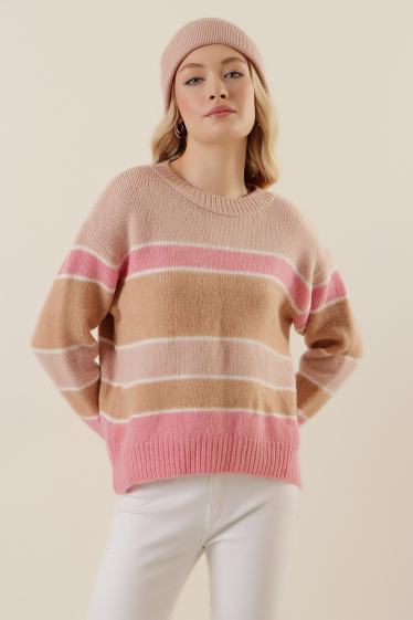 Wholesaler JUNE BOUTIQUE - Pink striped sweater