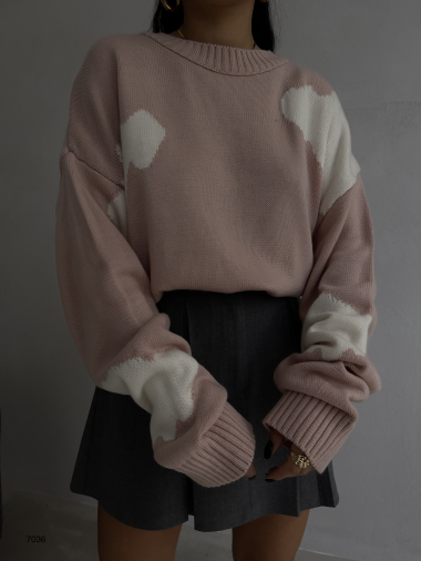 Großhändler JUNE BOUTIQUE - Rosa-weißer Pullover