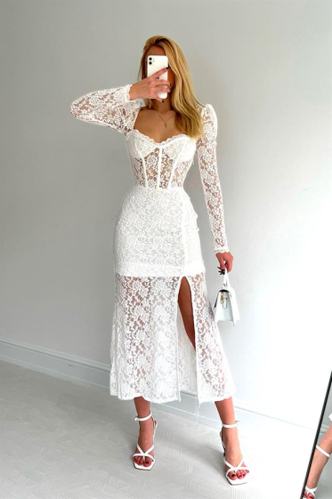 Robe dentelle blanche JUNE BOUTIQUE Paris Fashion Shops