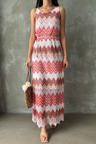Wholesaler JUNE BOUTIQUE - Pink zig zag dress