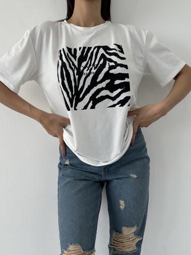 Großhändler JUNE BOUTIQUE - Weißes Zebra-T-Shirt