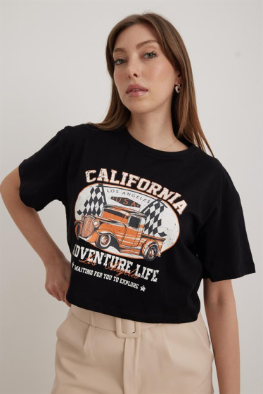 Großhändler JUNE BOUTIQUE - Schwarzes California-T-Shirt