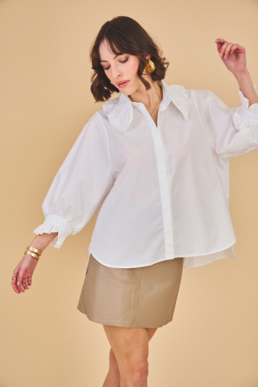 Grossiste Jusdepom&Co - Chemise blanche col claudine