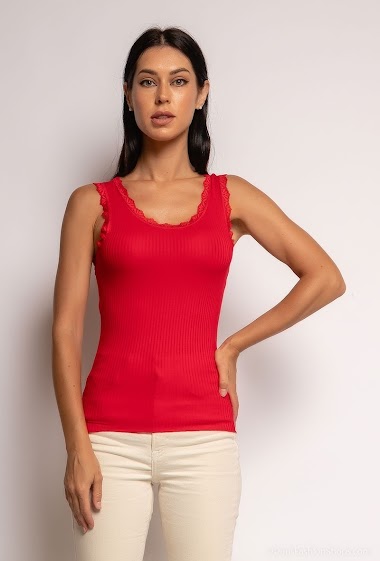 Großhändler J&W Paris - Ribbed tank top with lace