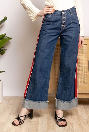 Großhändler J&W Paris - Wide leg jeans with bands
