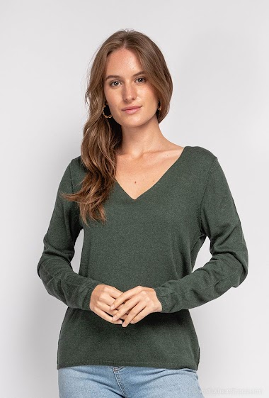 Großhändler J&W Paris - Silk and cashmere V neck Sweater