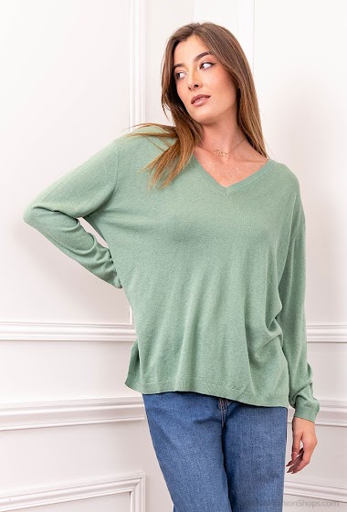 Wholesaler J&W Paris - Silk and cashmere oversized V neck jumper