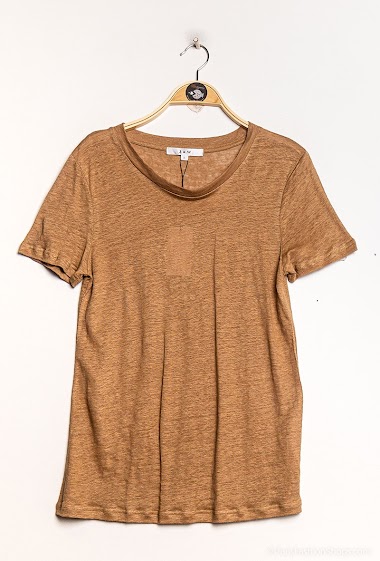 Wholesaler J&W Paris - Round neck linen t-shirt