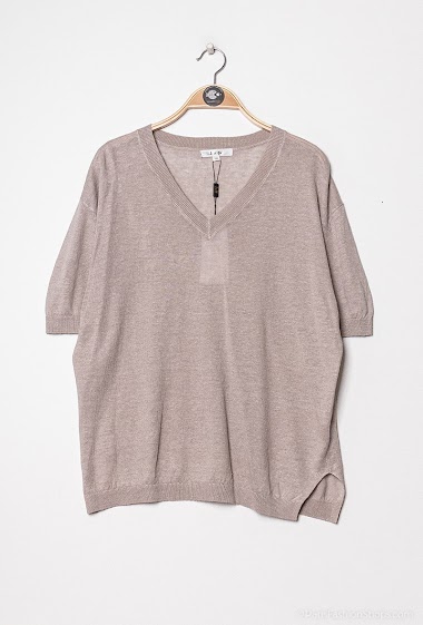 Grossiste J&W Paris - T-shirt col V oversize en lin