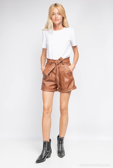 Fake leather shorts
