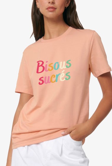 Großhändler Kapsul - SS T-shirt  coton bio adulte Femme -  Bisous sucrés