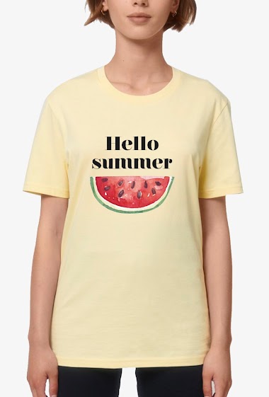 Großhändler Kapsul - SS T-shirt coton bio  adulte Femme - Hello Summer