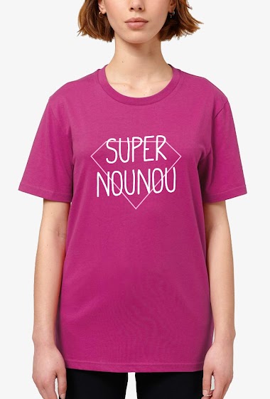 Großhändler Kapsul - SS T-shirt  coton bio adulte Femme -   Super Nounou