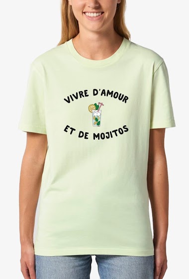 Wholesaler Kapsul - SS T-shirt coton bio  adulte Femme -Vivre d'amour et de mojitos