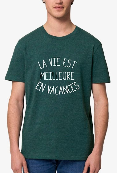 Grossiste Kapsul - SS T-shirt coton bio adulte Homme -  La vie est meilleure en vacances