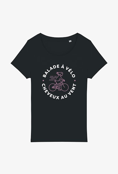 Grossiste Kapsul - T-shirt Adulte - Balade à vélo, les cheveux au vent