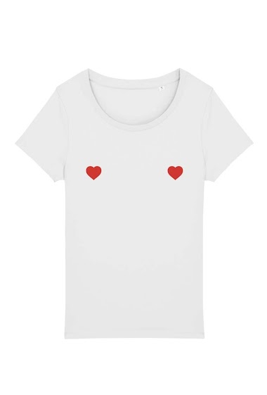 Grossiste Kapsul - T-shirt adulte Femme - Cœur boobs.