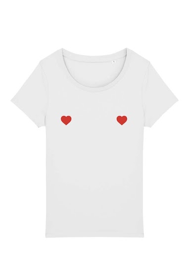 Grossiste Kapsul - T-shirt adulte Femme -  Cœur boobs