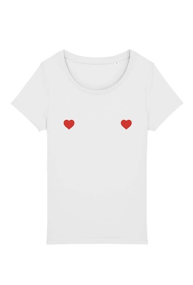 Grossiste Kapsul - T-shirt adulte Femme - Cœur boobs