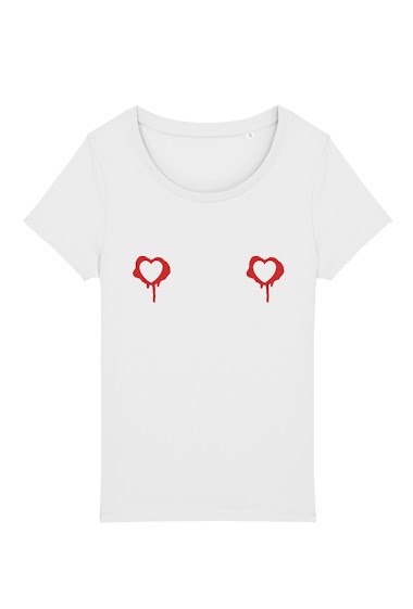 Grossiste Kapsul - T-shirt adulte Femme - Cœur seins