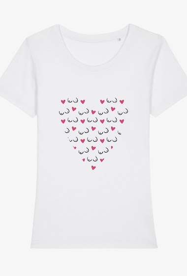 Grossiste Kapsul - T-shirt adulte Femme - Cœurs boobs cœur