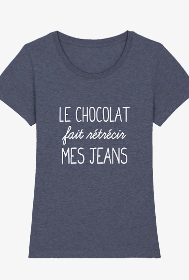Grossiste Kapsul - T-shirt  adulte Femme  - Le chocolat fait rétrécir mes jeans
