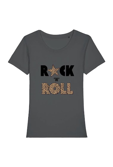 Grossiste Kapsul - T-shirt adulte Femme - ROCK 'N' ROLL Leopard star