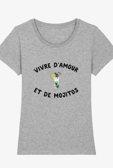Grossiste Kapsul - T-shirt  adulte Femme - Vivre d'amour et de Mojitos