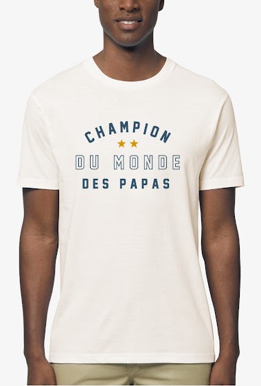 Großhändler Kapsul - T-shirt  adulte Homme - Champion du monde des papas écru