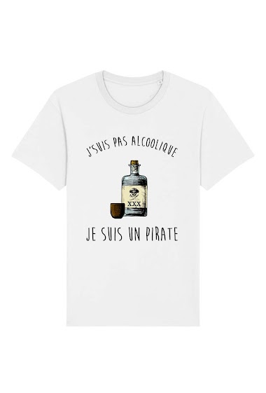 Grossiste Kapsul - T-shirt adulte Homme - J'suis pas alcoolique je suis un pirate