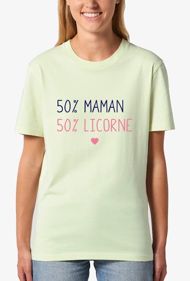 Großhändler Kapsul - T-shirt coton bio SS  adulte Femme  - 50% maman 50% licorne