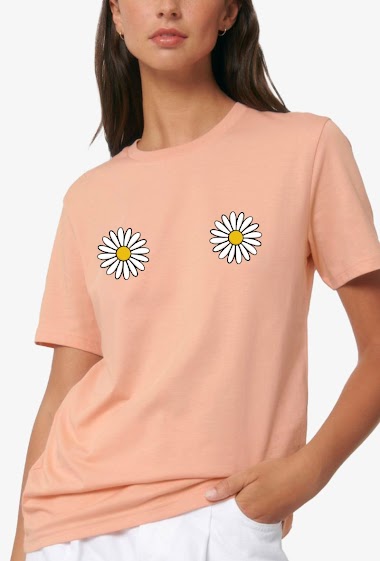 Großhändler Kapsul - T-shirt Coton bio SS adulte Femme - Flower boobs