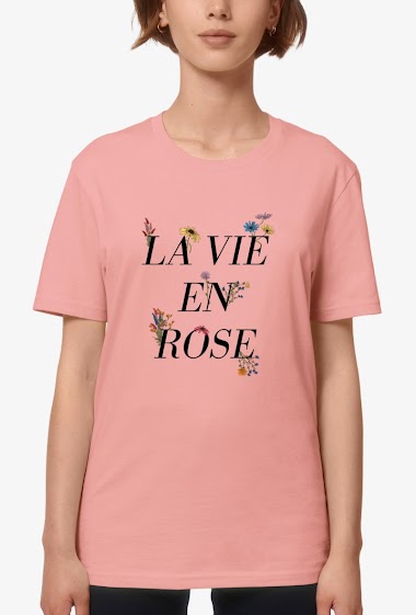 Großhändler Kapsul - T-shirt Coton bio SS adulte Femme - La vie en rose