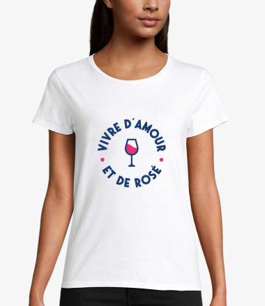 Grossiste Kapsul - T-shirt Femme - Vivre d'amour et de rosé