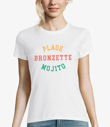 Grossiste Kapsul - T-shirt Femme - Plage bronzette mojito