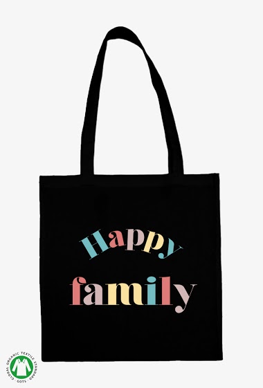 Grossiste Koloris - Tote Bag Noir Mode  - Happy family