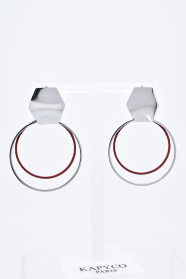 Wholesaler Kapyco - Earrings in silver-plated steel and lacquered in navy blue