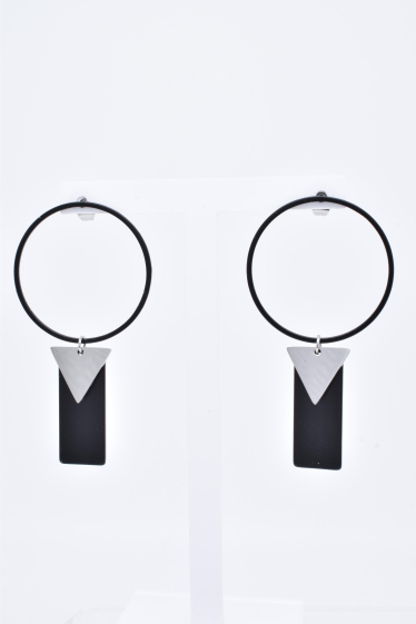 Wholesaler Kapyco - Earrings in silver-plated steel and black lacquered
