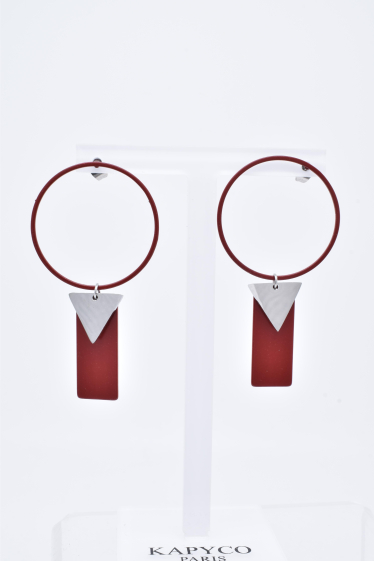 Wholesaler Kapyco - Earrings in silver-plated steel and black lacquered