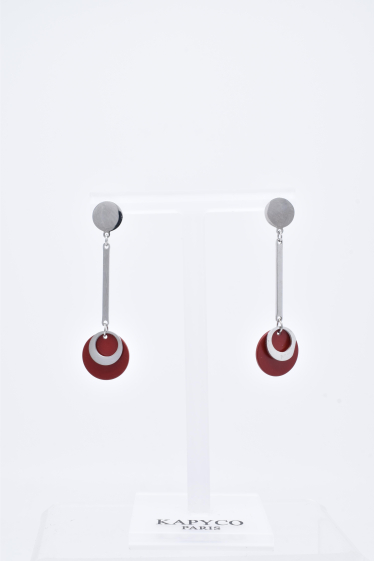 Wholesaler Kapyco - Earrings in silver-plated steel and gray lacquered