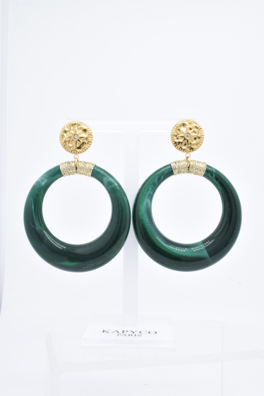 Wholesaler Kapyco - Gold steel earrings with resin