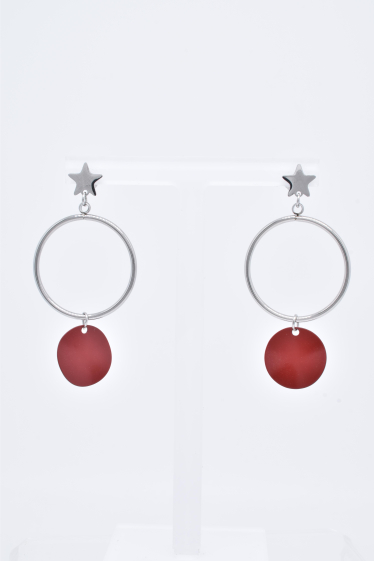 Grossiste Kapyco - Boucles d'oreilles étoile en acier argenté et laqué en rouge