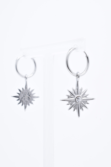 Wholesaler Kapyco - Stainless steel rhinestone star earrings