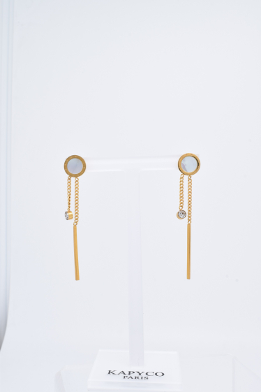 Wholesaler Kapyco - Mother-of-pearl earrings in gold-plated steel