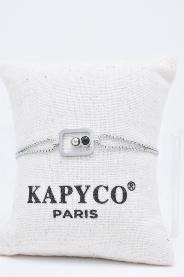 Grossiste Kapyco - Bracelet agate noire en acier inoxydable