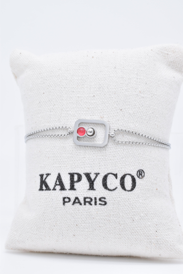 Wholesaler Kapyco - Black agate bracelet in stainless steel