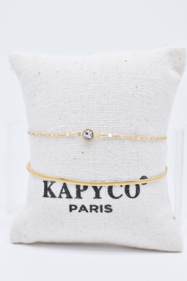 Wholesaler Kapyco - Double row crystal bracelet in stainless steel