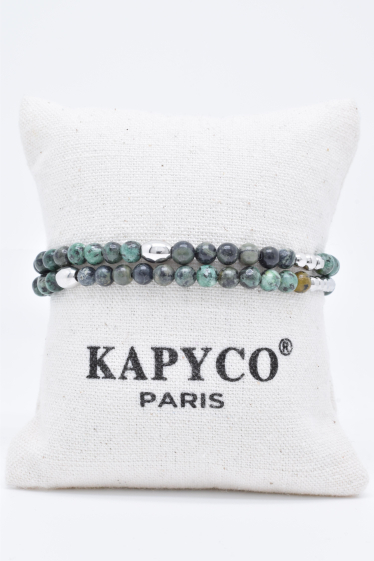 Wholesaler Kapyco - Double wrap silver steel bracelet