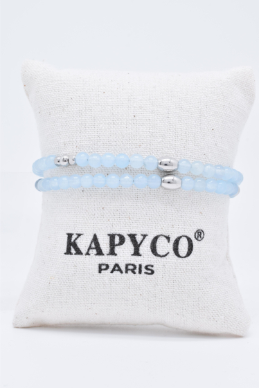Wholesaler Kapyco - Double wrap steel bracelet with natural stones