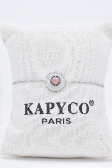 Grossiste Kapyco - Bracelet en acier inoxydable argenté avec pierre naturelle
